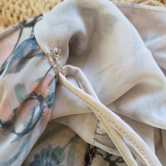 Reiss Cream 'Sadie' Floral Print Semi-Sheer Mini Dress - Size 10 - Picture 6 of 10